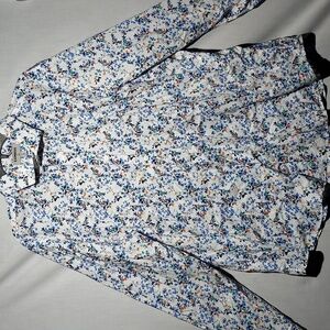 Express slim fit floral pattern long sleeve button-down men's shirt